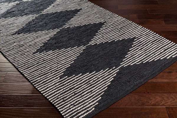 Surya Lexington 2' X 3' Handmade Rug - Elegant Global Design, Durable Leather & Cotton, Perfect For Any Room! Black Leather,Cotton Lex2303-576