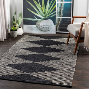 Surya Lexington 2' X 3' Handmade Rug - Elegant Global Design, Durable Leather & Cotton, Perfect For Any Room! Black Leather,Cotton Lex2303-576