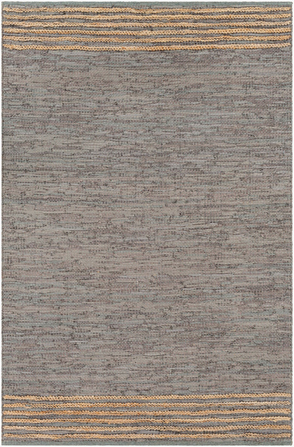 Surya Lexington 2' X 3' Handmade Rug - Elegant Global Design, Durable Leather & Cotton, Perfect For Any Room! Medium Gray Leather,Jute,Cotton Lex2305-576