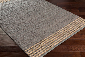 Surya Lexington 2' X 3' Handmade Rug - Elegant Global Design, Durable Leather & Cotton, Perfect For Any Room! Medium Gray Leather,Jute,Cotton Lex2305-576