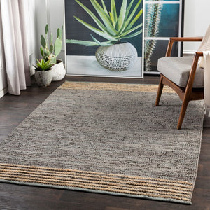 Surya Lexington 2' X 3' Handmade Rug - Elegant Global Design, Durable Leather & Cotton, Perfect For Any Room! Medium Gray Leather,Jute,Cotton Lex2305-576