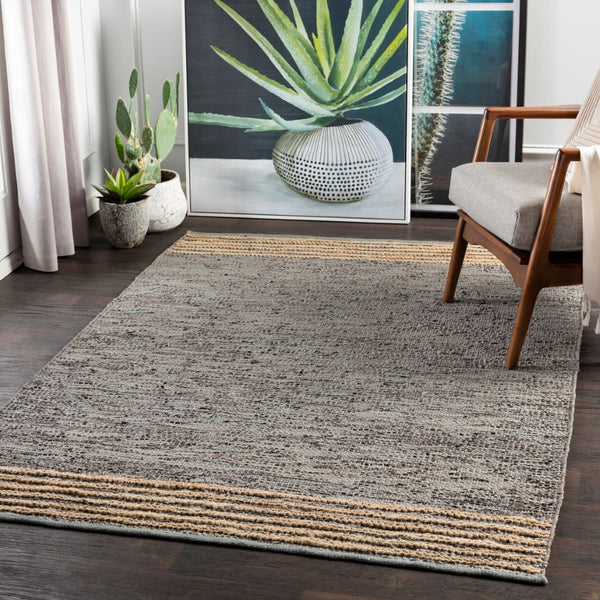 Surya Lexington 2' X 3' Handmade Rug - Elegant Global Design, Durable Leather & Cotton, Perfect For Any Room! Medium Gray Leather,Jute,Cotton Lex2305-576