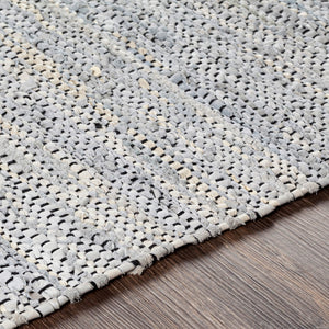 Surya Lexington 2' X 3' Handmade Rug - Elegant Global Design, Durable Leather & Cotton, Perfect For Any Room! Black Leather,Cotton Lex2307-23