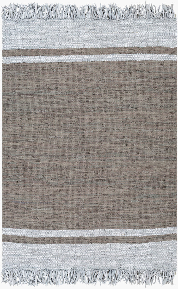 Surya Lexington 2' X 3' Handmade Rug - Elegant Global Design, Durable Leather & Cotton, Perfect For Any Room! Dark Brown Leather,Cotton Lex2309-23