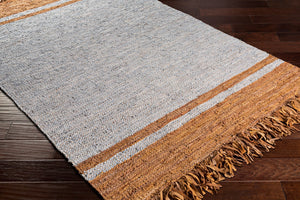 Surya Lexington 2' X 3' Handmade Rug - Elegant Global Design, Durable Leather & Cotton, Perfect For Any Room! Light Slate Leather,Cotton Lex2310-23