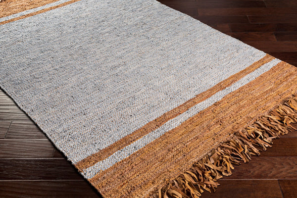 Surya Lexington 2' X 3' Handmade Rug - Elegant Global Design, Durable Leather & Cotton, Perfect For Any Room! Light Slate Leather,Cotton Lex2310-23
