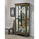 Traditional Sliding Door Curio with Glass Shelves and LED Light Brown P021768 Pulaski Furniture