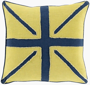 Surya Linen Flag Lf-001 18"L X 18"W Accent Pillow - Stylish, Modern Design To Revitalize Your Decor Space! Navy Linen Lf001-1818p
