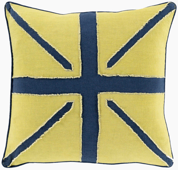 Surya Linen Flag Lf-001 18"L X 18"W Accent Pillow - Stylish, Modern Design To Revitalize Your Decor Space! Navy Linen Lf001-1818p