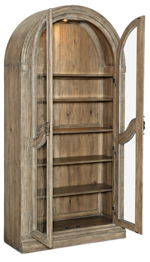 Hooker Furniture Castella Antique Slate Bunching Curio Cabinet — Storybook Curves, Seeded Glass, Adjustable Shelves & Lighting 5878-50001-80