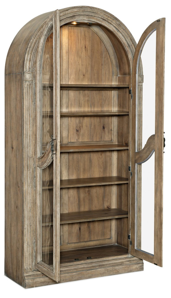 Hooker Furniture Castella Antique Slate Bunching Curio Cabinet — Storybook Curves, Seeded Glass, Adjustable Shelves & Lighting 5878-50001-80