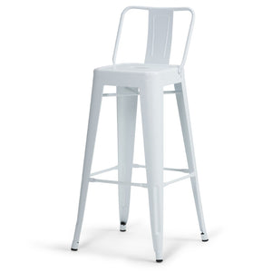 English Elm Rayne 30" Industrial Metal Bar Stools Set Of 2 – White Powder-Coated, Ergonomic & Stylish Design B136P159499-GIGA