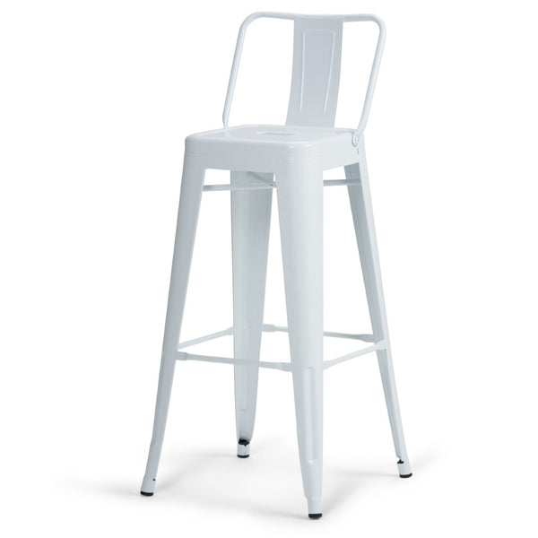 English Elm Rayne 30" Industrial Metal Bar Stools Set Of 2 – White Powder-Coated, Ergonomic & Stylish Design B136P159499-GIGA