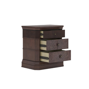 A.R.T. Furniture Revival Traditional Nightstand In Napa Mahogany With Usb-c Chargers And Elegant Three-drawer Storage Brown Rubberwood Solids,Quarter Mahogany Veneer,Resin,Metal 328140-1730