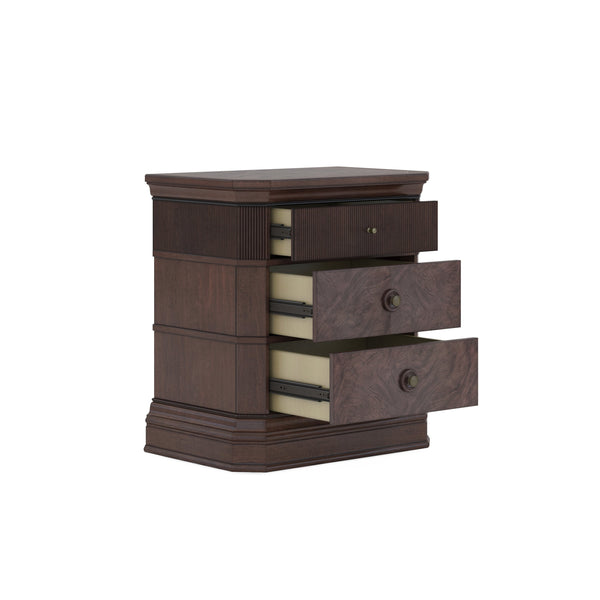 A.R.T. Furniture Revival Traditional Nightstand In Napa Mahogany With Usb-c Chargers And Elegant Three-drawer Storage Brown Rubberwood Solids,Quarter Mahogany Veneer,Resin,Metal 328140-1730