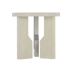 Bernhardt Bernhardt Ellis Side Table — Modern Asymmetrical White Oak Jicama Top With Shiny Nickel Leg Accent 305124
