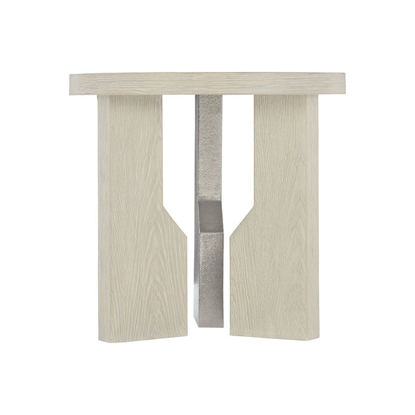 Bernhardt Bernhardt Ellis Side Table — Modern Asymmetrical White Oak Jicama Top With Shiny Nickel Leg Accent 305124