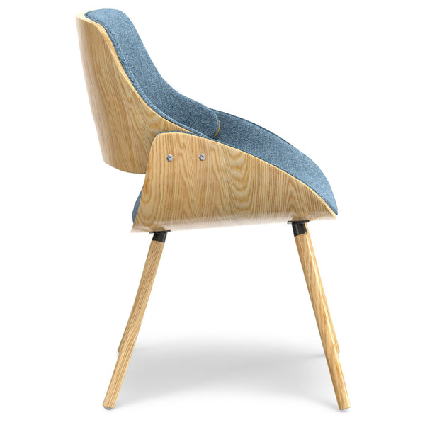 English Elm Malden Bentwood Dining Chair - Stylish Denim Blue Upholstery & Light Brown Wood Frame For Versatile Use B136P158907