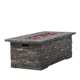 Christopher Knight Home® - Noble House - - 56" Outdoor 40,000 Btu Rectangular Mgo Concrete Propane Fire Pit, Stone Pattern (Tank Cover Not Included)