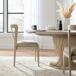A.R.T. Furniture Tamarac Round Dining Table - Dusky Brindle Finish, Extends To 82”, Seating For 4-6, Unique Base Design Beige, Beige Material, Parawood Solids,Oak Veneer,Resin 267225-2352