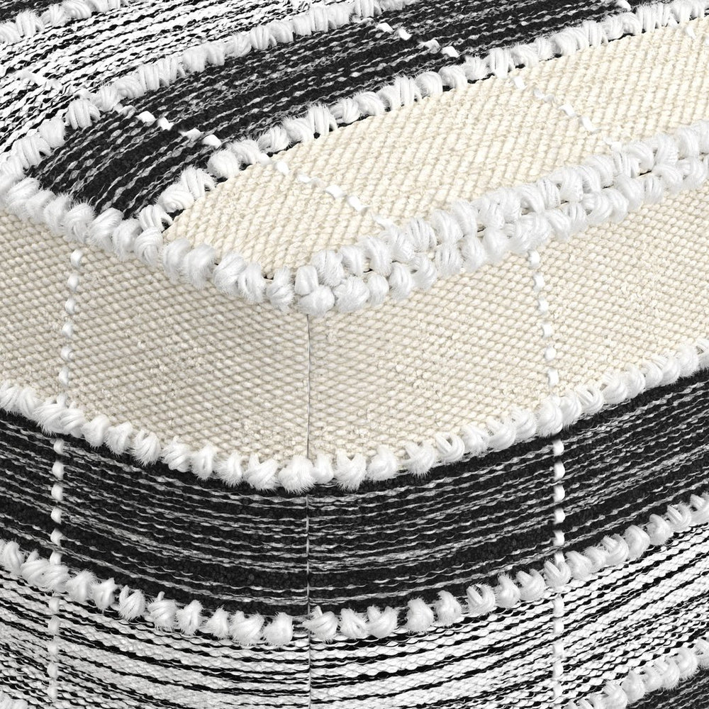 English Elm Barley Square Pouf Dark Gray - Handcrafted 100% Recycled PET, Water & UV Resistant Accent Seat B136P159345