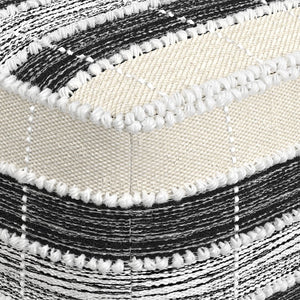 English Elm Barley Square Pouf Dark Gray - Handcrafted 100% Recycled PET, Water & UV Resistant Accent Seat B136P159345