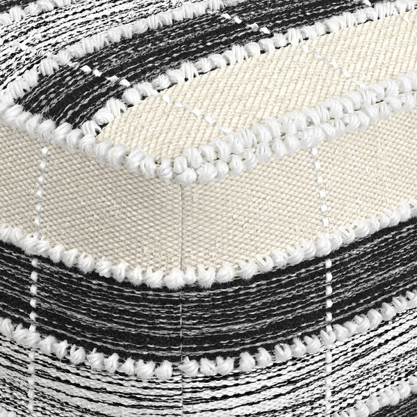 English Elm Barley Square Pouf Dark Gray - Handcrafted 100% Recycled PET, Water & UV Resistant Accent Seat B136P159345