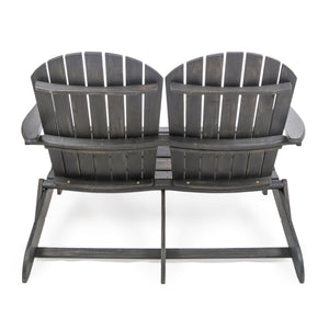 English Elm Christopher Knight Home® - MALIBU Acacia Wood Adirondack Loveseat with Slatted Back for Patio, Durable Weather-Resistant Comfort and Style DARK GREY 46 L x 24 W x 11.75 H 61679.00DGRY