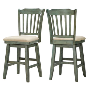 Homelegance By Top-Line Juliette Slat Back Counter Height Wood Swivel Chair Green Rubberwood