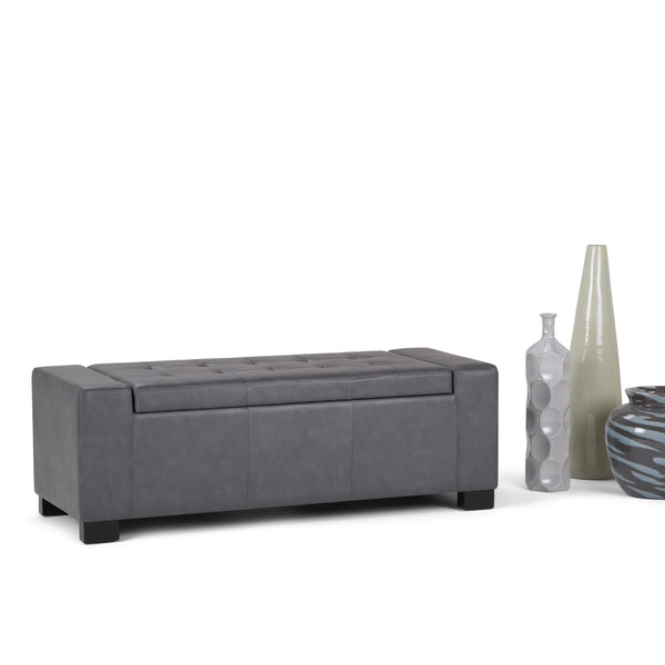 English Elm Laredo Large Storage Ottoman In Stone Grey - Stylish Multifunctional Seating With Hidden Storage B136P159045