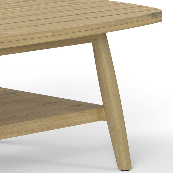 English Elm Bayshore Light Teak Outdoor Coffee Table — Solid Acacia Slatted Top, Weather-Resistant, 43.3" W B136P159365