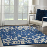 Nourison Tranquil TRA04 Machine Made Power-loomed No Border Indoor Only Contemporary  Rug Navy, Navy Blue 100% Polypropylene 99446484406