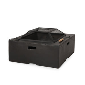 English Elm Outdoor Square Mgo Concrete Wood Burning Fire Pit with Spark Screen for Patio Gatherings 72476.00