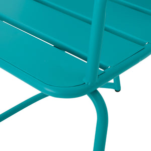 English Elm Santa Monica Outdoor Bistro Set Powder Coated Iron Oval Table Two Slat Chairs Patio 62015.00T