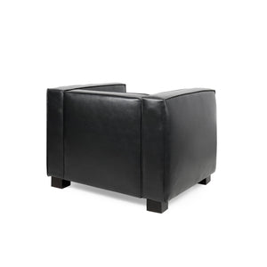 English Elm Christopher Knight Home® - CLUB Chair with Tuxedo Silhouette, Faux Leather Upholstery and Bold Birch Wood Legs for Comfort Black 31.75 L x 24.5 W x 22.5 H 71800.00MDNT