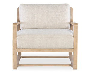 Hooker Furniture Moraine Coastal Accent Chair With Exposed Wood Frame, Slat-Back & Loose Pillow In Dune Finish CC585-480-80