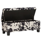 Homelegance By Top-Line Chayce Cowhide Print Lift Top Storage Bench Black Fabric