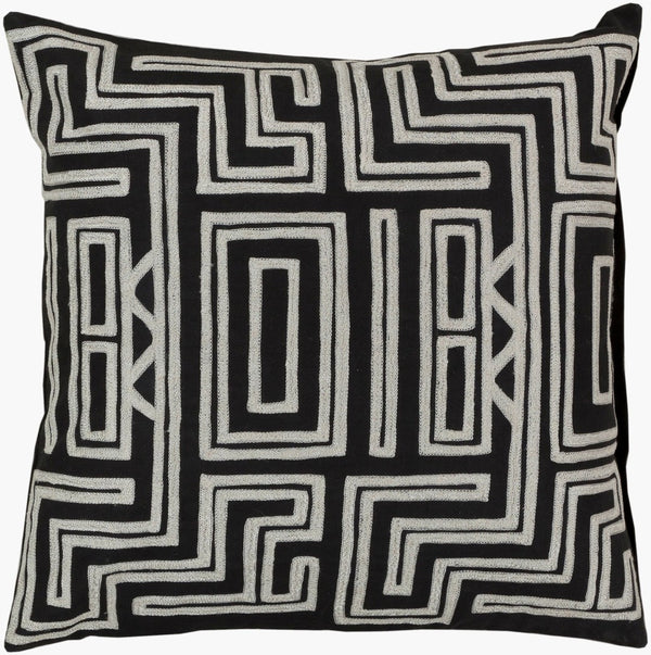 Surya Kuba Global Geometric Cotton Throw Pillow Artisan Woven Square Accent for Sofa or Bed LG560-2222