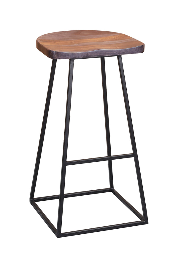 Porter Designs Clement Solid Acacia Wood Bar Stool With Sleek Design And Comfortable Scooped Seat Gray Wood 07-196-11-2098