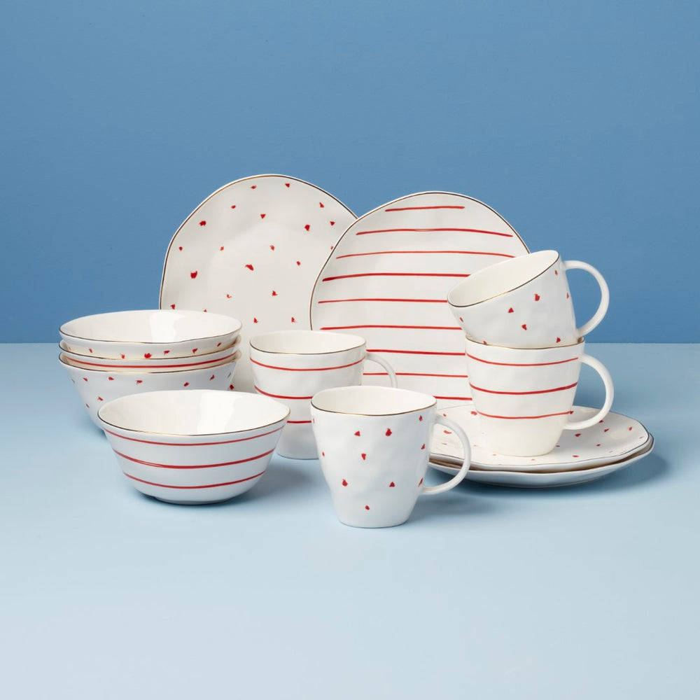 Lenox Garnet Bay 12-Piece Dessert Set Red, WHITE PORCELAIN 896839