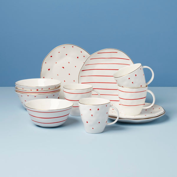 Lenox Garnet Bay 12-Piece Dessert Set Red, WHITE PORCELAIN 896839