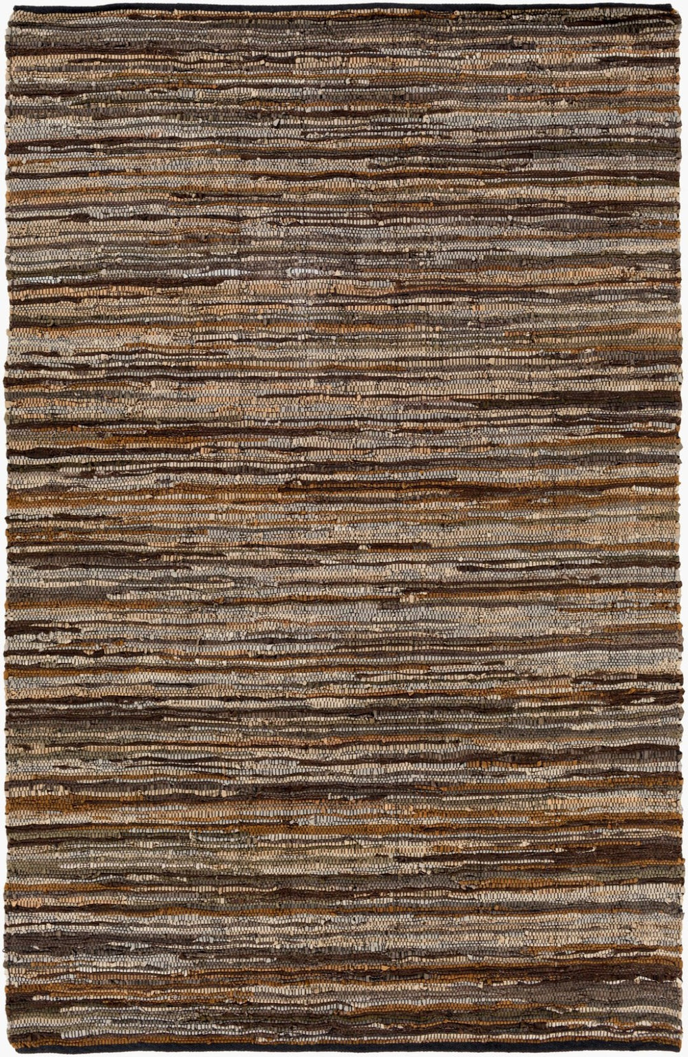 Livabliss Log Cabin Genuine Leather Flatweave Area Rug Handwoven Rustic Entryway Accent Dark Brown, Med 6' x 9' LGC1000-69