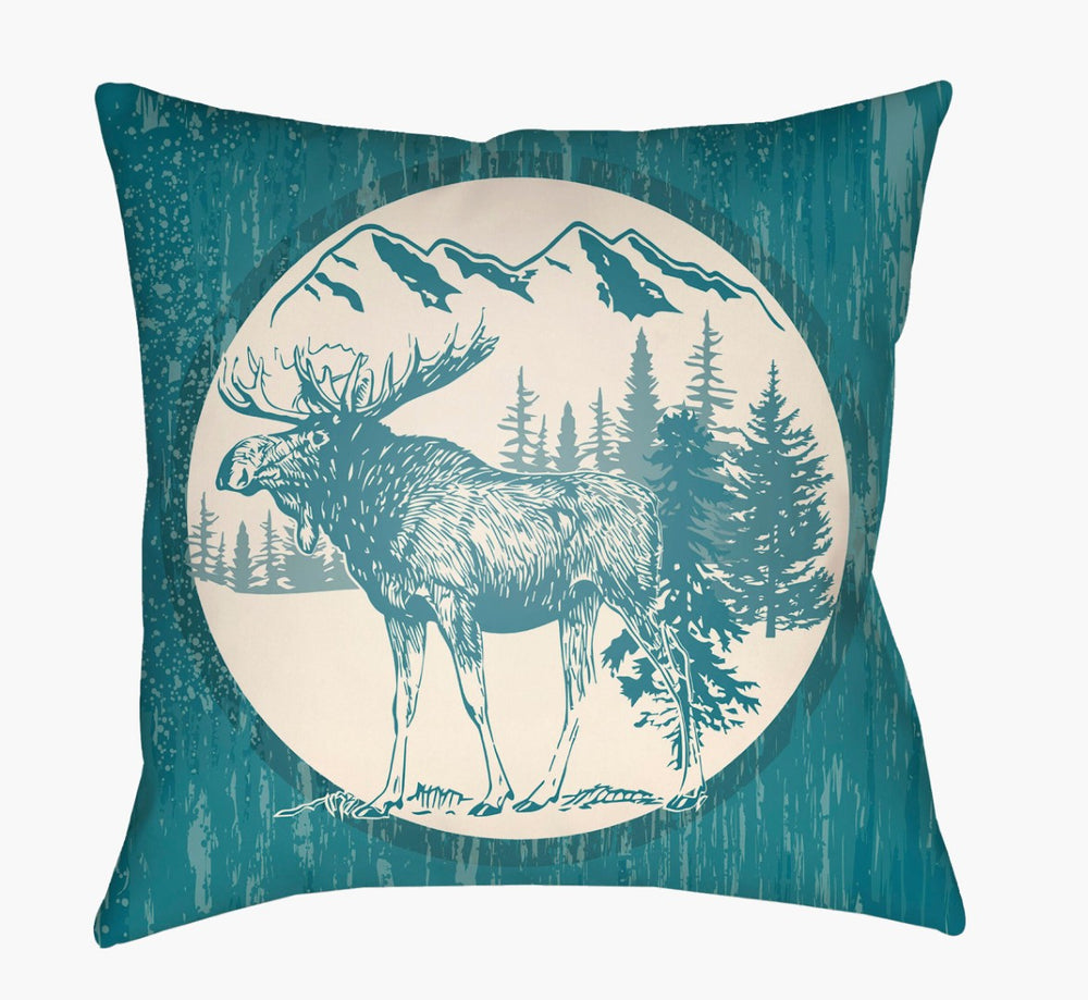 Livabliss Lodge Cabin Woven Polyester Accent Pillow Rustic Farmhouse Sofa Throw Decor Teal, Ivory 20"L x 20"W LGCB2024-2020