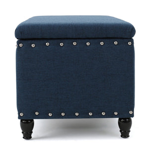 English Elm Storage Ottoman Bench with Hinged Lid Padded Seat Living Room Coffee Table 60581.00DBL