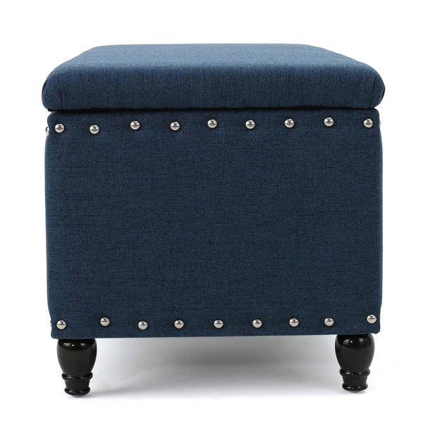 English Elm Storage Ottoman Bench with Hinged Lid Padded Seat Living Room Coffee Table 60581.00DBL