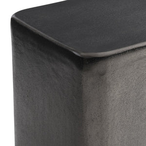 Bernhardt Bernhardt Juri Accent Table — Graphite Cast Aluminum, Sculptural Rounded Profile, Compact Plinth Base (14.75"H) 347427