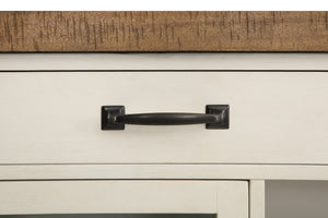 English Elm Steve Silver - Hyland Chevron Server in Milk & Honey Wood Finish with Wine Rack, Glass Doors, Felt Drawers, Brass Hardware B081P157070