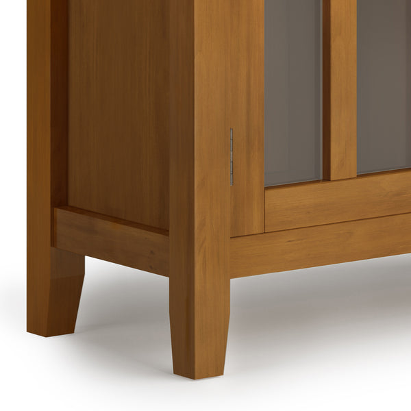 English Elm Artisan Low Storage Cabinet - Honey Brown Wood With Adjustable Shelves For Stylish Organization B136P158395