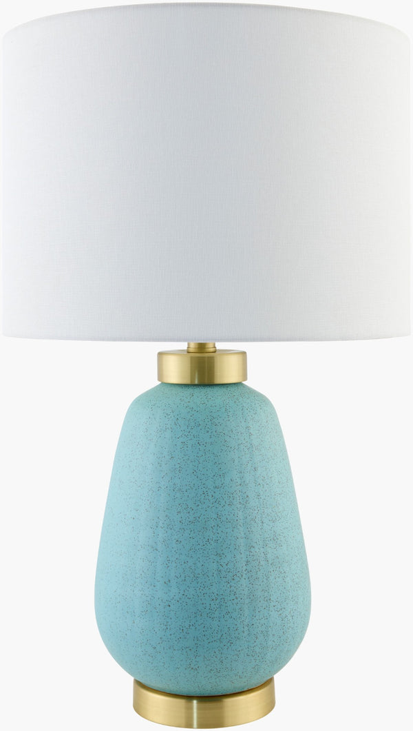 Livabliss Lago Ceramic and Iron Accent Lamp with Linen Shade for Warm Ambient Bedroom Glow LGO-001
