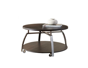 English Elm Steve Silver - Coham Brown 3-Piece Steel Table Set with Casters & Bottom Shelf – Mobile Cocktail & Storage Solution B081S00436